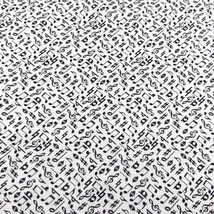 Black Musical Notes Clefs Symbols on White Cotton Fabric - 1/2 Yd - Band, Choir